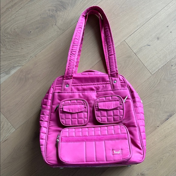lug Handbags - Lug Puddle Jumper Travel Fuchsia Quilted Tote Bag